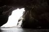 frozen sea cave on bylot island's shoreline - 
