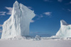 icebergs frozen in the ocean - 