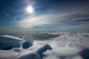 floe edge with sunshine - on the ocean near bylot island