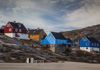 ilulissat houses and soccer field - on the west coast of greenland