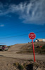 stopsign in pond inlet - baffin island, canada